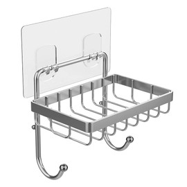 ODesign Soap Dish Sponge Holder with Hook for Bathroom Shower Kitchen Wall Mounted Rustproof Stainless Steel