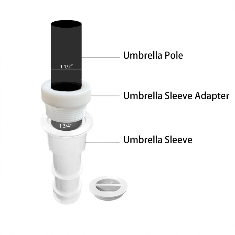 JILINWEI White Pool Umbrella Stabilizer Adapter,Threaded Adapter Sleeves ONLY Fits