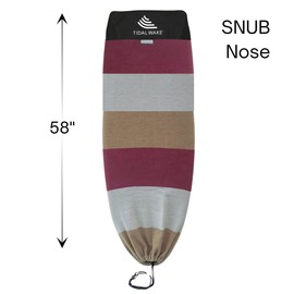 Tidal Wake TAG-IT –58" Snub Nose Surf & Wake Board Sock - Soft Wakesurf/Wakeboard Bag with Built-in Name Tab, Customizable Wake Surfboard/Wakeboard Cover Protects Your Board Salmon-Cream-Taupe