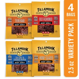 Tillamook Country Smoker Real Hardwood Smoked Beef Jerky Variety Pack, 2.5 Ounce (Pack of 4)