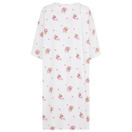 Personal Touch Women's Adaptive Flannel Backwrap Gown Open Back (Pink Roses-12, Large)