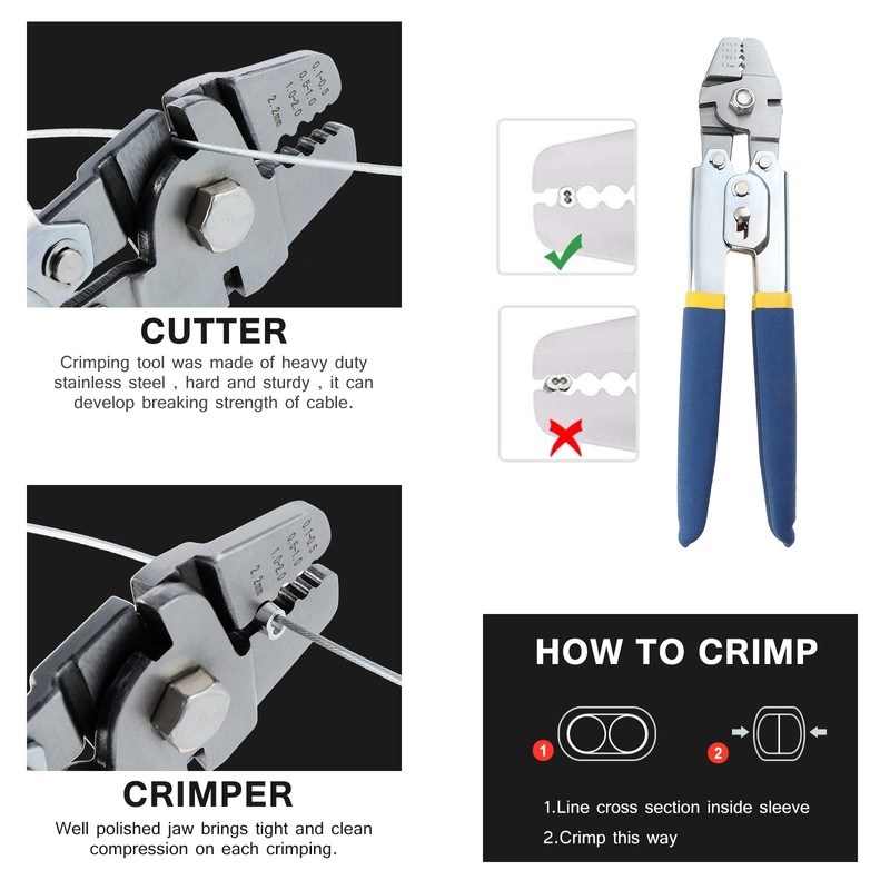 Knpwer Wire Rope Crimping Tool, Wire Crimping Tool for Fishing,