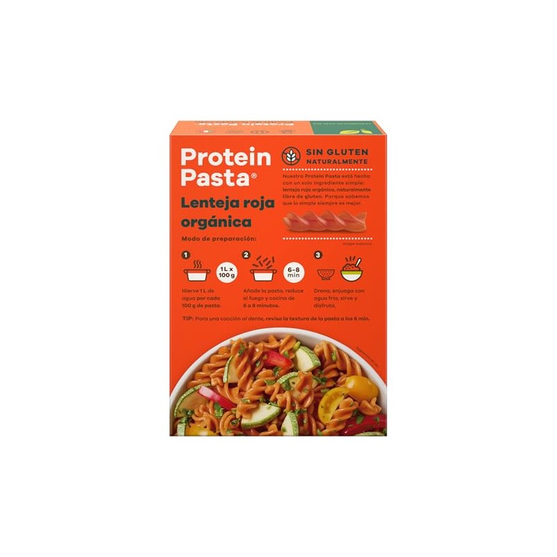 Real Natural, Protein Pasta Lenteja Roja, 250 Gramos