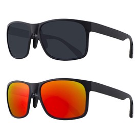 MAXJULI Polarized Sunglasses for Big Heads Men Women(FIT M/L,NOT FIT XXL),Ultra-Light UV Protection（Black/Grey+Black/Red）