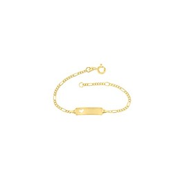 JC Schmuck 333 Gold Baby ID Bracelet Children's Bracelet 14 cm Figaro Bracelet with Heart Gold Bracelet with Engraving Christening Bracelet Gold Name Bracelet Christening Birthday Children's Jewellery