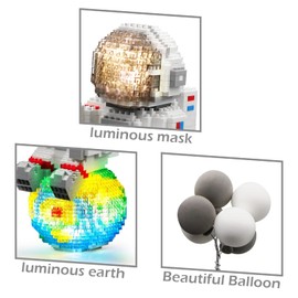 HIGH GODO Space Astronaut Micro Clamping Building Blocks Set with LED, 1368 Pieces Mini Figures, Desk Decoration, Gifts Toy for Adults or Teenagers