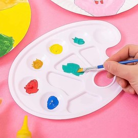 Plastic Mixing Pallet Paint Palette Paint Mixing Palette with 6 Pieces Watercolour Brushes for School Artists Watercolour and Oil Painting Crafts