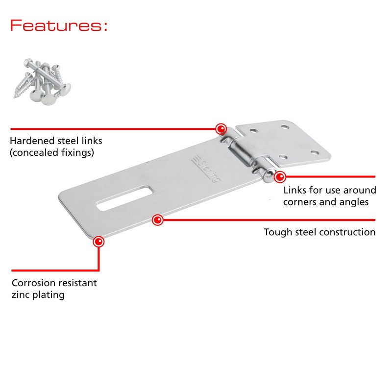 Sterling EHS115 115mm Hasp and Staple , Grey