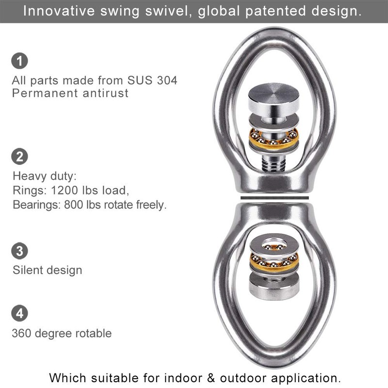 Dolibest Swing Swivel with 2 Bearing,Safest Rotational Device Hanging Accessory
