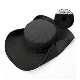 Waterproof Fishing Hat 12CM Wide Brim Sun Hat for Women Mens Packable Bucket hat- UPF 50 for Outdoor Gardening Beach Hats (Black)