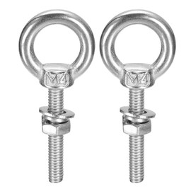 sourcing map Lifting Eye Bolt, 2 Sets M4x25mm Eye Bolt with Nut Washer 304 Stainless Steel Shoulder Lifting Ring Eye Bolt for Hanging Item