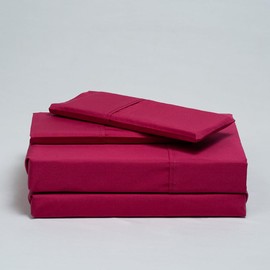 Atelier 100% Cotton King Size Sheets Set, Bedding Sheets & Pillowcases, 400 TC Percale Sheets King Size, 4 Pc - 1 Flat Sheet, 1 Fitted Sheet, 2 Pillowcases, 17" Deep Pocket King Sheet Set, Magenta