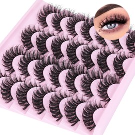 Natural False Eyelashes Cat Eye Lashes Fluffy Mink Lashes Pack Wispy Fake Eyelashes 14 Pairs Strip False Lashes Multipack by TNFVLONEINS