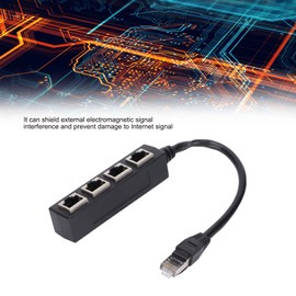 Pissente Cable Adapter, RJ45 Splitter Adapter 1 to 4 Port Smooth Transmission Excellent Connection Network Cable Adapter, PCB Board Ethernet Adapter for Homes and Offices Broadband Connections