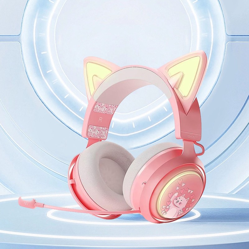 Cat Ear Gaming Headset RGB Light Bluetooth Wireless Headphones with