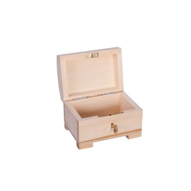Wooden World - Wooden box with key ecological chest case for decoupage raw wood 10.5 x 8 x 7.5 cm