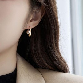 Pearl Water Drop Earrings for Women Chunky Gold Earrings Hoop Earring Dangle Water Drop Hypoallergenic Earring