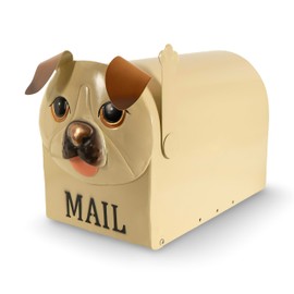 Made Easy Kit Metal Mailbox Animal Design - Fast Straight Forward Post Mounting Bracket Install - Durable All Weather Rust Resistant - Letters, Mail, Small Packages (Standard, Dog Brown)