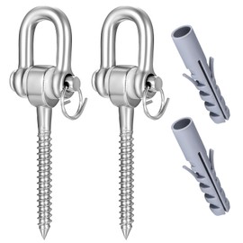 ANBEEISS Pack of 2 Swing Hooks for Wooden Beams, Stainless Steel 180° Ceiling Hooks, Heavy Duty Hooks, Swing Attachment for Hammocks, Yoga, Hanging Chair, Punch Bag, Ceiling Mount, Up to 900 kg