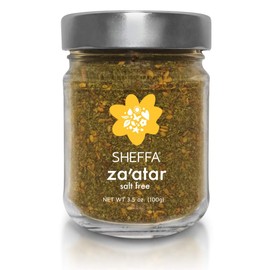 Sheffa Zaatar SALT Free Spice Blend Aromatic Hyssop Seasoning (3.5oz Glass Jar) Traditional Middle Eastern Zesty Zatar Mix of Thyme, Sumac and Sesame Seeds (z, zahtar, za’atar, zataar) Gluten Free