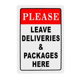 Fkereg Please Leave Packages Here Sign, 8 x 12 Inch Delivery Signs for Packages, Aluminum Place Sign for Delivery Drivers Delivery Box Home Outdoor Outside Use