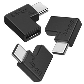 SELIACR USB C 90 Degree Adapter (Pack of 3), USBC 3.0 Male to Female 10Gbps 3A 5V OTG Steering USB Adapter Compatible with USB-C Mobile Phones Tablet