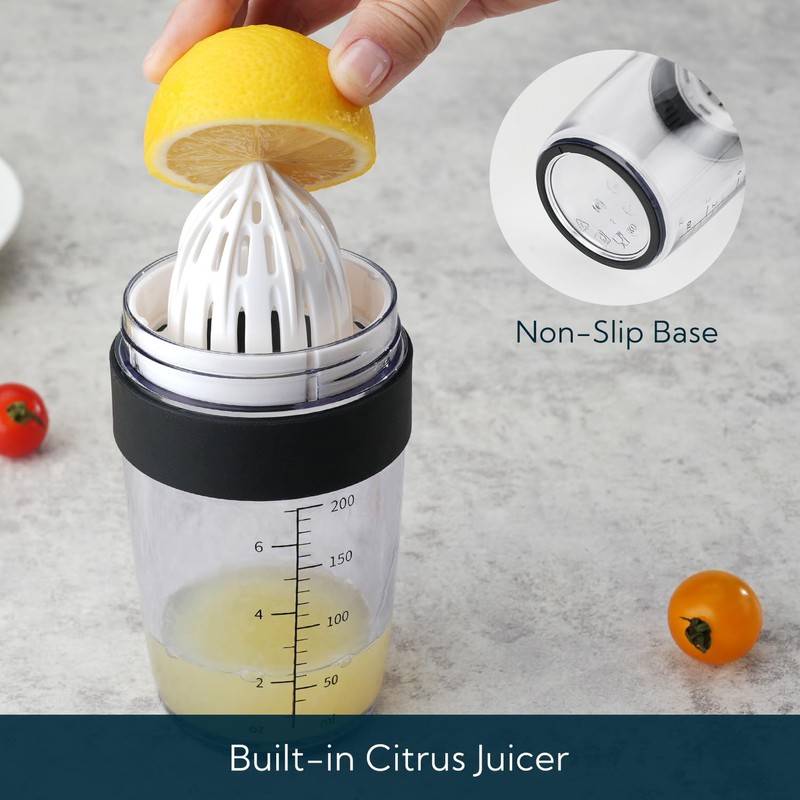 KITCHENDAO 2 in 1 Salad Dressing Shaker Container with Juicer,