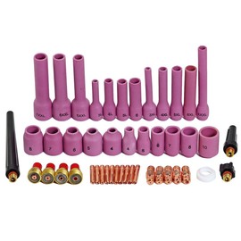 RIVERWELD TIG Gas Lens Collet Bodies 45V 13N Alumina Nozzles Ceramic Cups 13N 53N 796F TIG Back Cap 41V 598882 Cup Gasket Series Assorted Size Kit Fit SR WP 9 20 25 TIG Welding Torch 46pcs