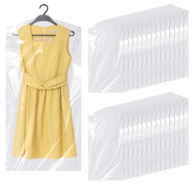 Hejo Pack of 30 Transparent Plastic Garment Covers, 60 x 120 cm, Washable Clothes Cover, Dustproof Clothes Protection, Hanging Clothes Protective Cover for Suits, Clothing (Transparent)
