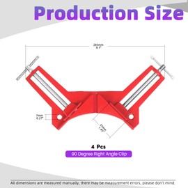 Swpeet 4Pcs 3" Aluminum Alloy Red 90 Degree Right Angle Clip Fixed Corner Clamp, Fish Tank Glass Clip Right Angle Corner Clamp, Capacity Angle Frame Corner Clamps Holder Clip for Woodworking