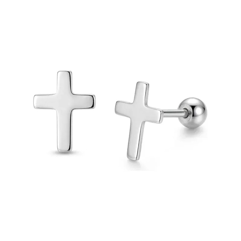 BRILLORE - Aretes De Cruz Mini Plata Ley .925 Taxco