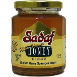 Sadaf Light Honey Wildflower - Honey Wildflower for Cooking and Baking - All Natural - Kosher & Healthy - 12 oz Jar