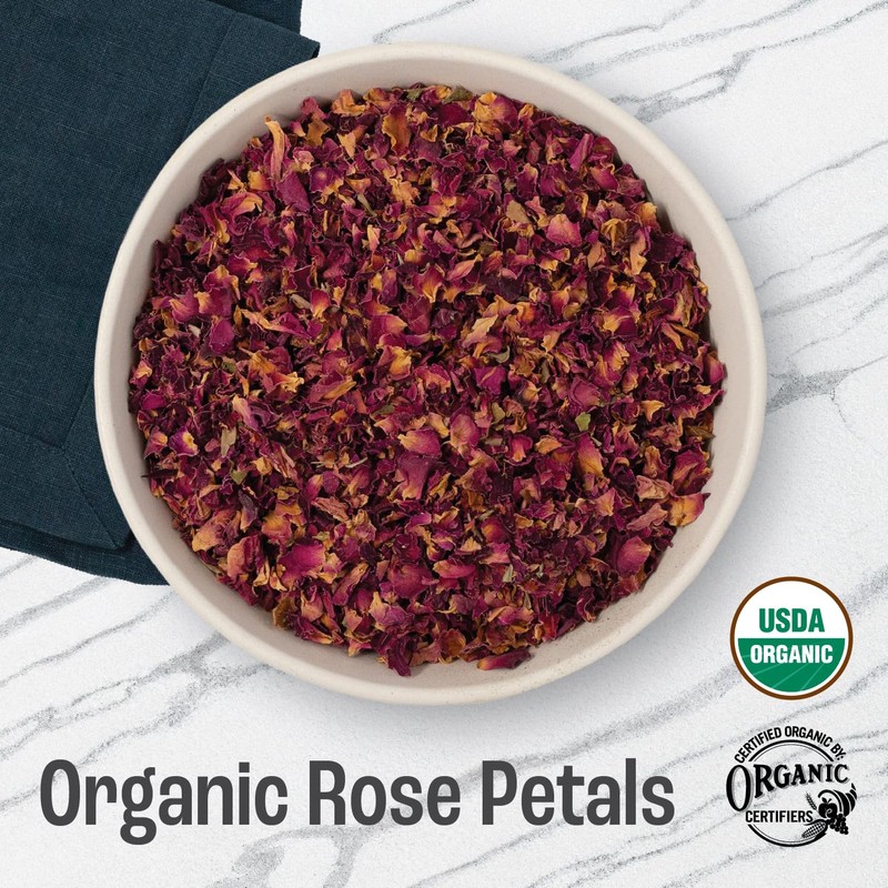 J MAC BOTANICALS Organic Rose Petals, (16 oz) Certified USDA