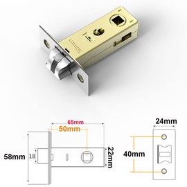 Qrity 1 PCS Tubular Latch 50mm Tubular Door Latch, Tubular Mortice Latch for Lever Door Handles Internal Door Handles