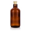 JUVITUS 8 oz Amber Glass Boston Round Bottle with Cork