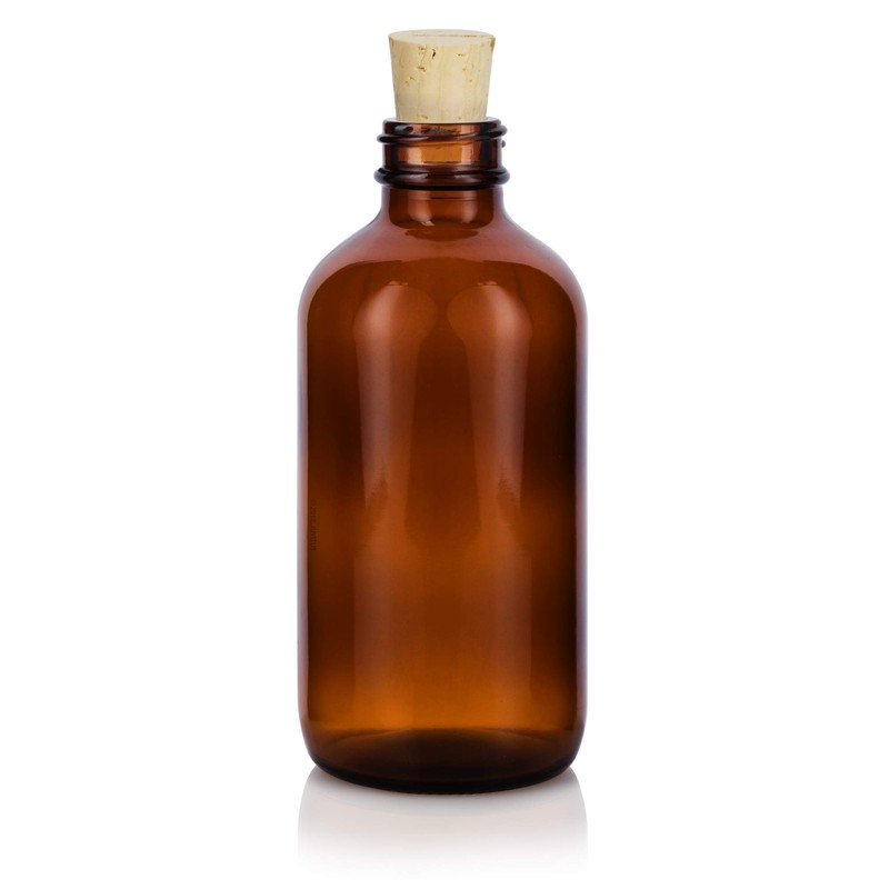 JUVITUS 8 oz Amber Glass Boston Round Bottle with Cork