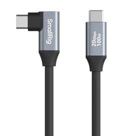 SMALLRIG Cable de datos USB C a USB C 1.97 pies/ 60 cm/ 23.6" (recto a angular), Cable Type C 3.2 Gen 2x2 20Gbps de alta velocidad de transferencia de