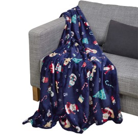 Celebright Luxurious Christmas 100% Recycled Fleece Throw – Large 50 x 60Inch (127cm x 152cm) Fluffy Microfiber Blanket for Bed, Sofa, Couch – Plush Snuggly Cosy Winter Warmer – Jolly Holiday Blue