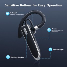 Euakee BT Headset, V5.4 Wireless BT Earphones with 500 mAh Charging Case, Hands-Free Headphones with CVC 8.0 Dual Mic for Computer Mobile Phones Truckers Home Office Work (C)