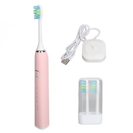 Electric Tooth Brush 5 Modes IPX7 Waterproof Charging Base 1200mAh Smart Toothbrush with Brushhead for Home Travel Pink