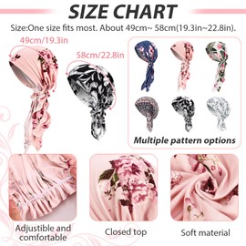 6 Pack Chemo Headwear for Women, Pre Tied Chemo Caps Soft Elastic Head Scarf Head Wrap for Patients Multicolor