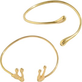 Aswewamt 2Pcs Cuff Bracelets Teardrop Bangle Gold Color Arm Cufffor Adjustable Arm Bracelet for Women, 2 Styles