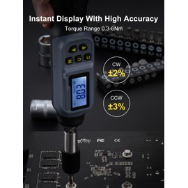 GROWNEER Digital Torque Screwdriver, 2.66-53.1 in-lbs/0.3-6 Nm, 1/4'' Drive Inch Pound Torque Screwdriver Electrician with Buzzer & LED Indicator, 27 in 1 Torque Wrench Screwdriver Set