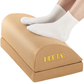 HEETA Foot Rest Under Desk, Ergonomic Desk Foot Rest Adjustable 2 Optional Height Footrest Memory Foam Non-Slip Foot Stool for Home, Office & Gaming (Brown)