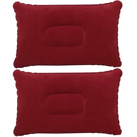 TRIXES Inflatable Pillow for Travel or Camping - Blow up Pillow – Burgundy Twin Pack