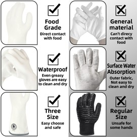 Silicone Oven Gloves, Heat Resistant Oven Gloves with Fingers, Kitchen Oven Mitts Smoker Barbecue Gloves for Baking, Grilling, Cooking, Food Grade, Waterproof (9)