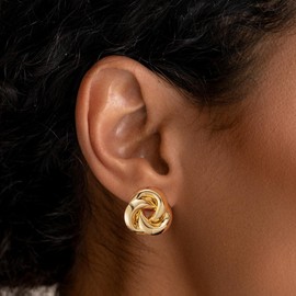 Trendy Gold Chunky Dangle Earrings for Women - 14K Gold Plated Thick Knot Drop Earrings Dainty Statement Earring Lightweight Jewelry