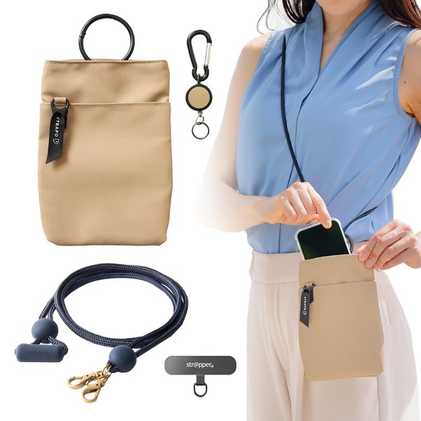 strapper Strapo Smartphone Shoulder Smartphone Pouch Smartphone Bag (Beige, Strapo