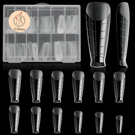 C12rtive Pack of 120 Poly Extension Gel Dual Nail Shapes, T-shaped Extension Poly Nail Gel Nail Shapes, Full Coverage Nail Shapes, 12 Sizes for Nail Art Design, Salon and DIY