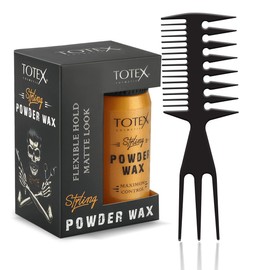 Totex Hair Styling Texturising Matte Powder Wax 20g & Wide Tooth Hair Styling Comb